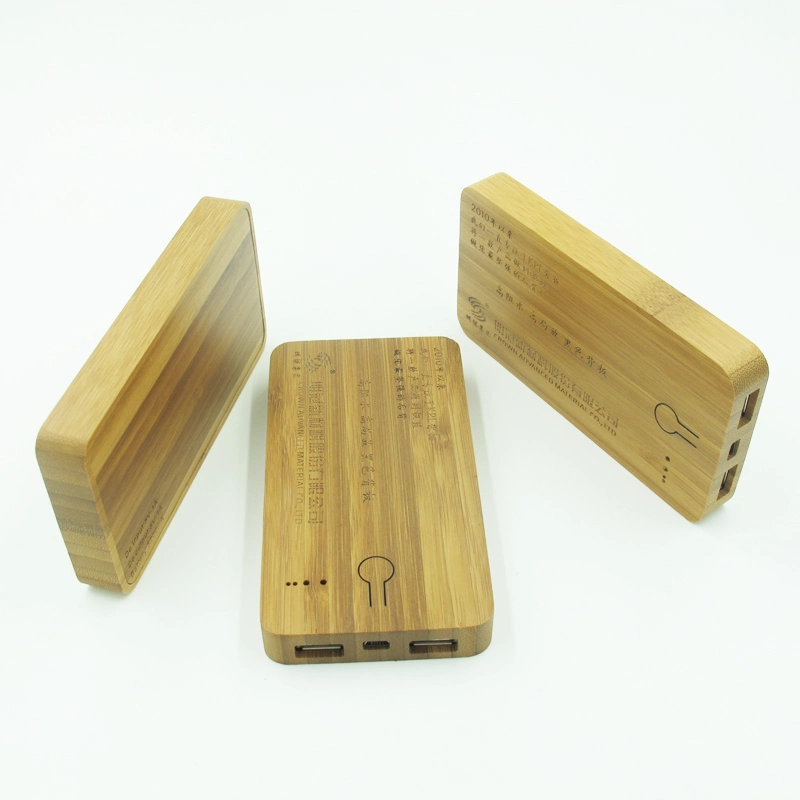 Ultra Thin Custom Logo Powerbank Wood 5000mAh Bamboo Power Bank