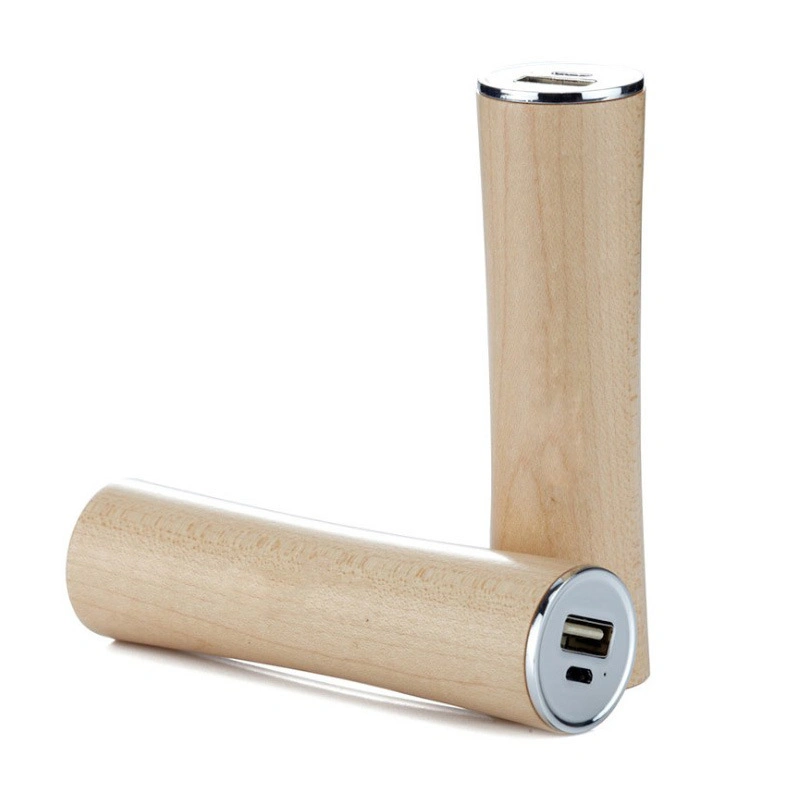 Mobile Battery Charger Promotion Gift 18650 Wood Bamboo Power Bank 2600mAh