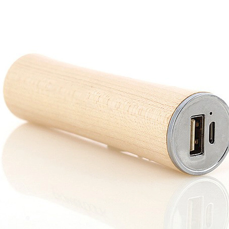 Mobile Battery Charger Promotion Gift 18650 Wood Bamboo Power Bank 2600mAh