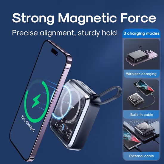 Магнитный блок питания с беспроводным зарядным устройством PD-QC