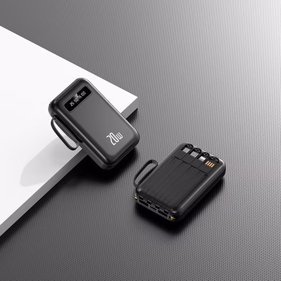 Цифровой дисплей, быстрая зарядка Power Bank, 20000 мАч, беспроводная зарядка с кабелем для iPhone